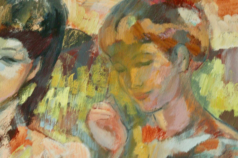 X-Large Original Swedish Oil on Canvas ““Two Women”