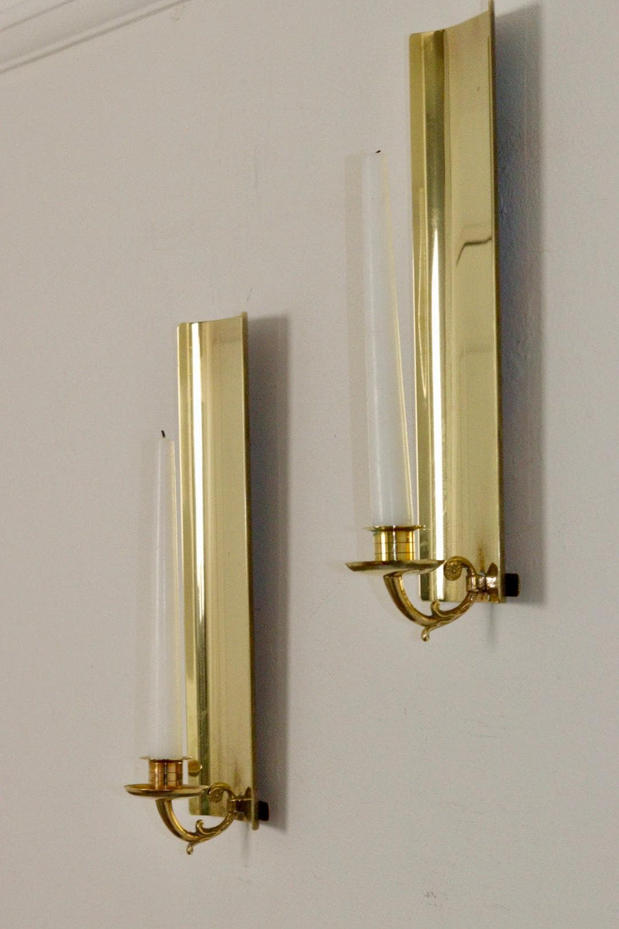A Pair of Mid Century Swedish Brass Sconces by EKLOFS