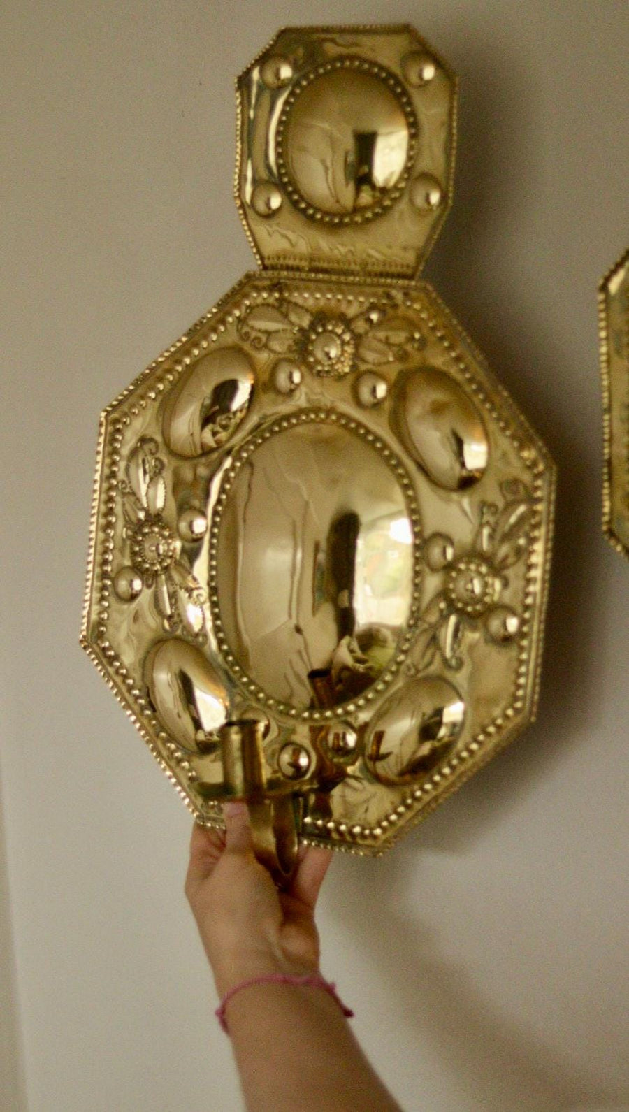 Pair Of Large Mid Century Swedish Brass Sconces