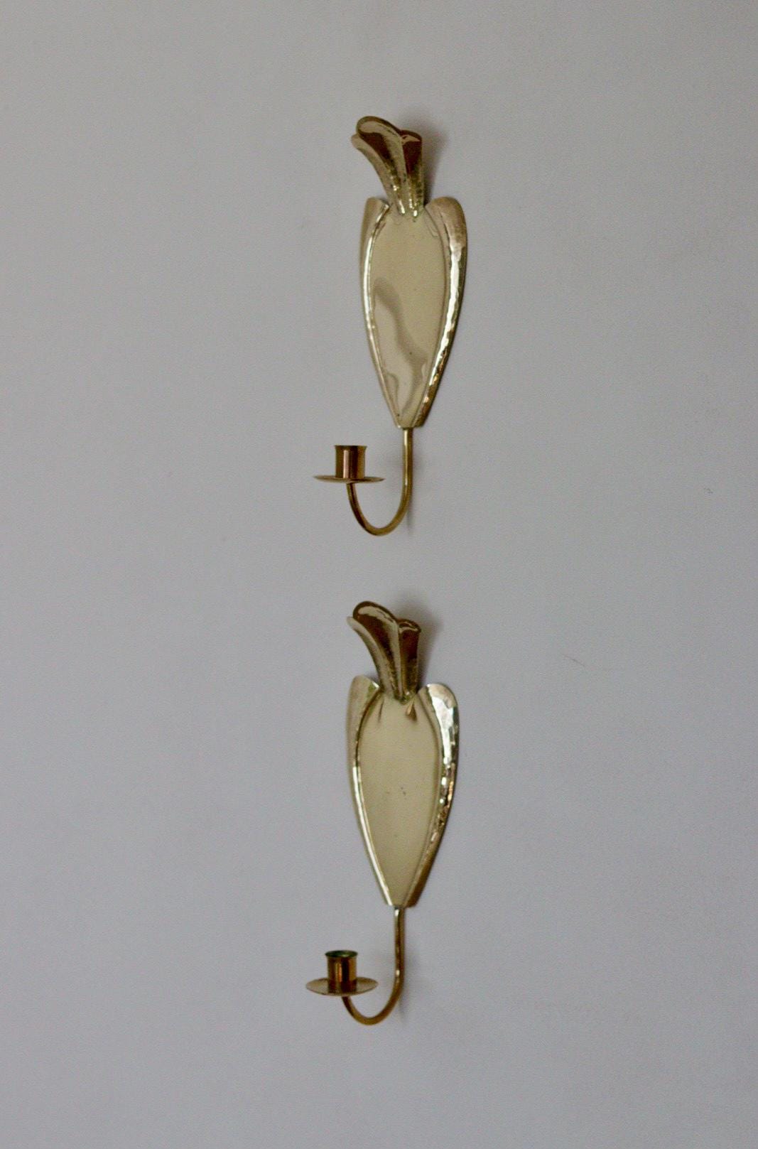 Pair Of Mid Century Swedish Brass Sconces by Arvika