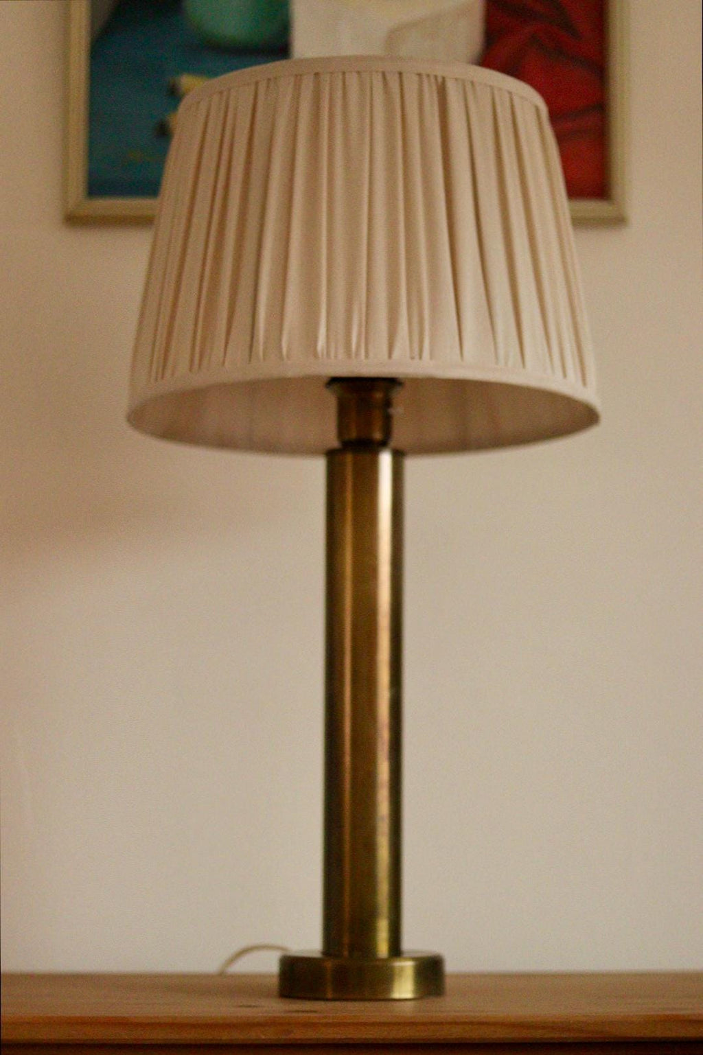 Tall Swedish Brass Bobbin lamps by Bergboms