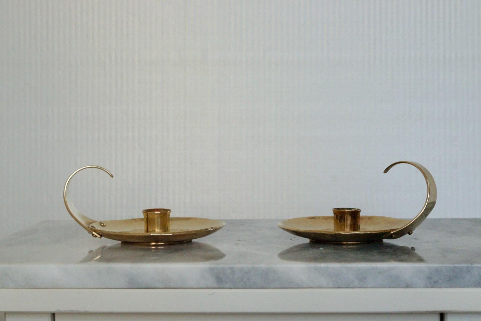 Pair of Swedish Mid-Century Candlestick Holder by Skutuna