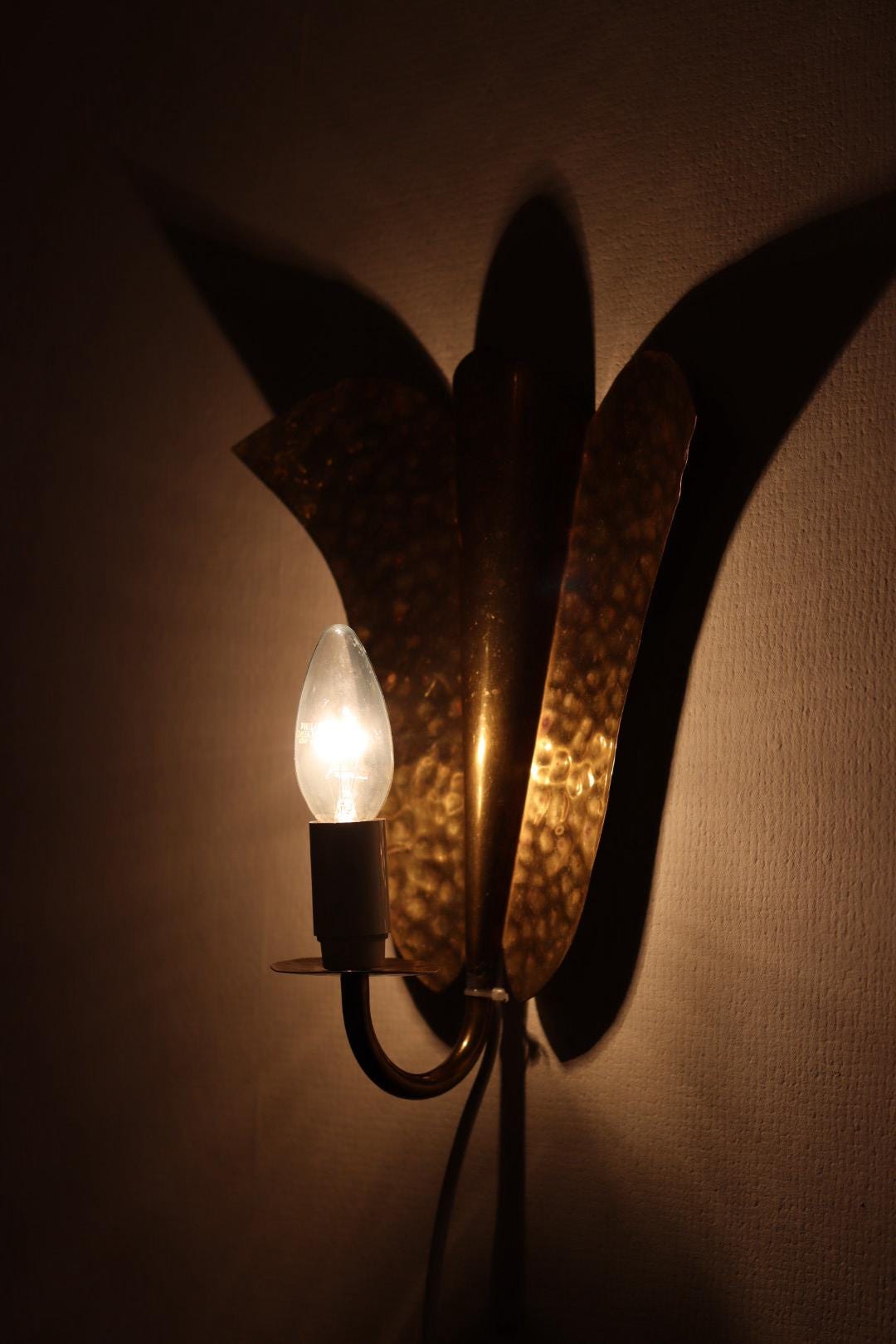 Pair of Swedish Mid-century Brass Electric Sconces