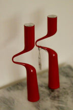 Pair of Vintage Red Metal Candleholders by Mikaela Dorfman for Menu Denmark