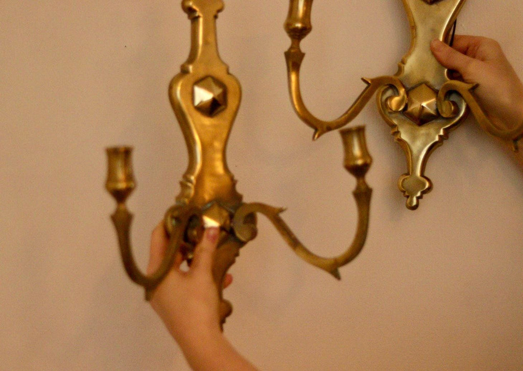 Pair of Antique  Brass Sconces