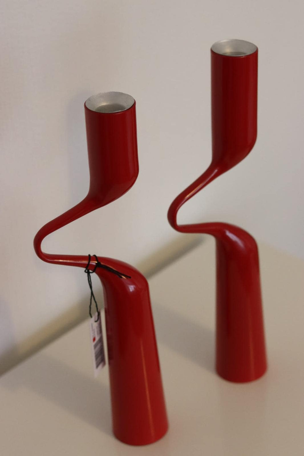 Pair of Vintage Red Metal Candleholders by Mikaela Dorfman for Menu Denmark