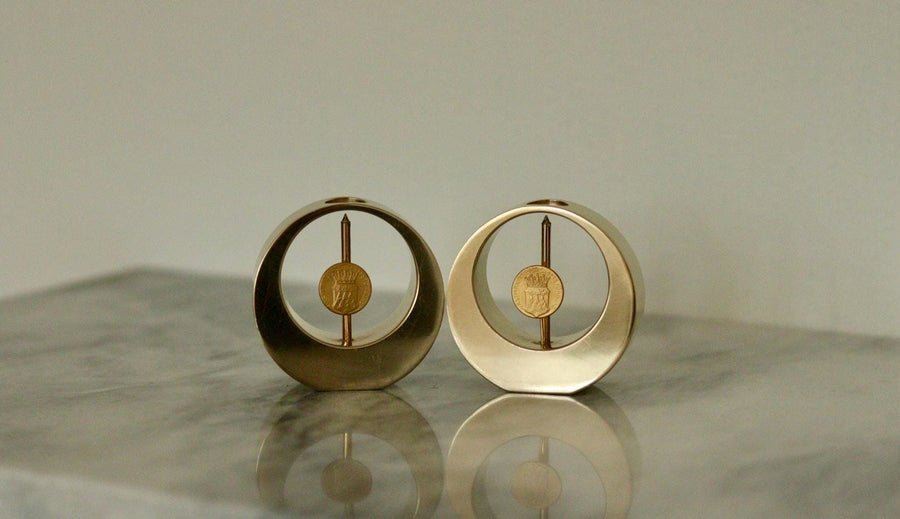 Pair of Swedish Brass Candle Holders by Arthur Pe Kolbäck