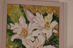 Original Mid-Century Swedish Oil On Panel – White Lilies
