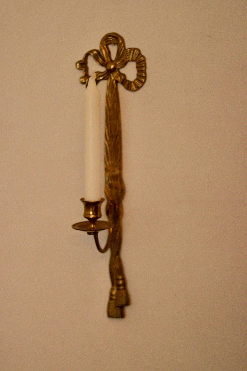 Pair Of Mid Century French Brass Bow Sconces