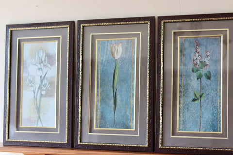 Mid-Century Original Swedish  "Trio of Flower Prints"