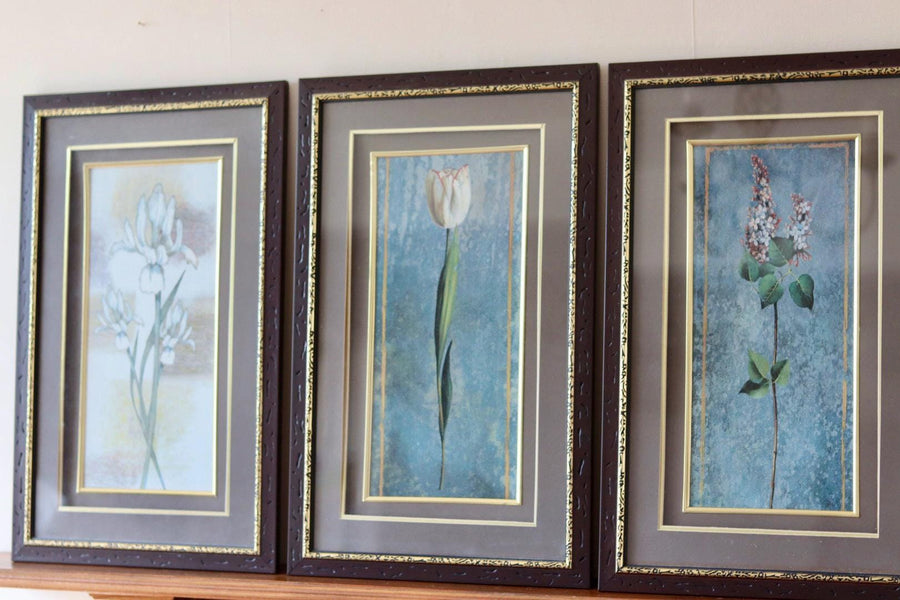 Mid-Century Original Swedish  "Trio of Flower Prints"