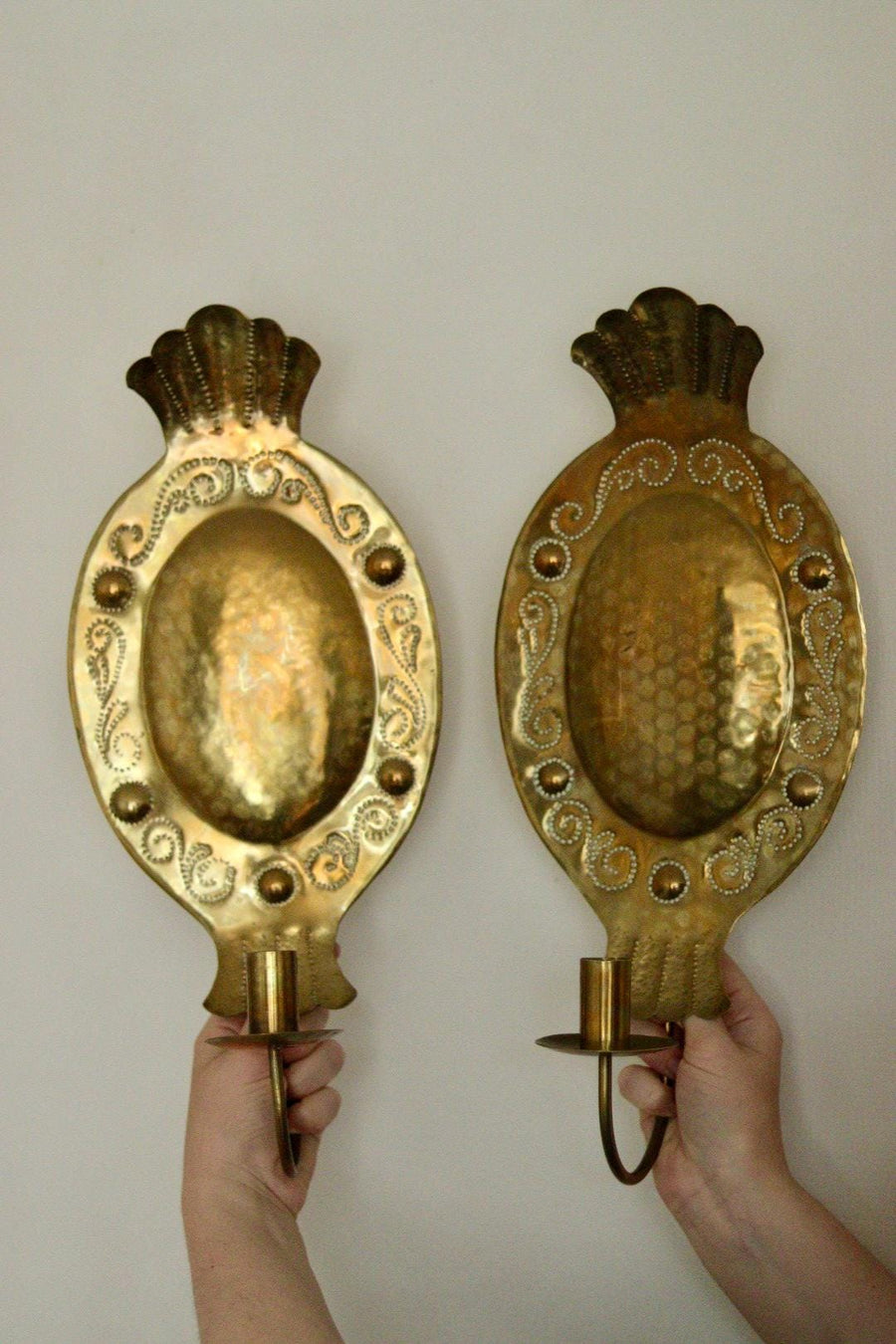 Pair of Mid Century Swedish Brass Sconces