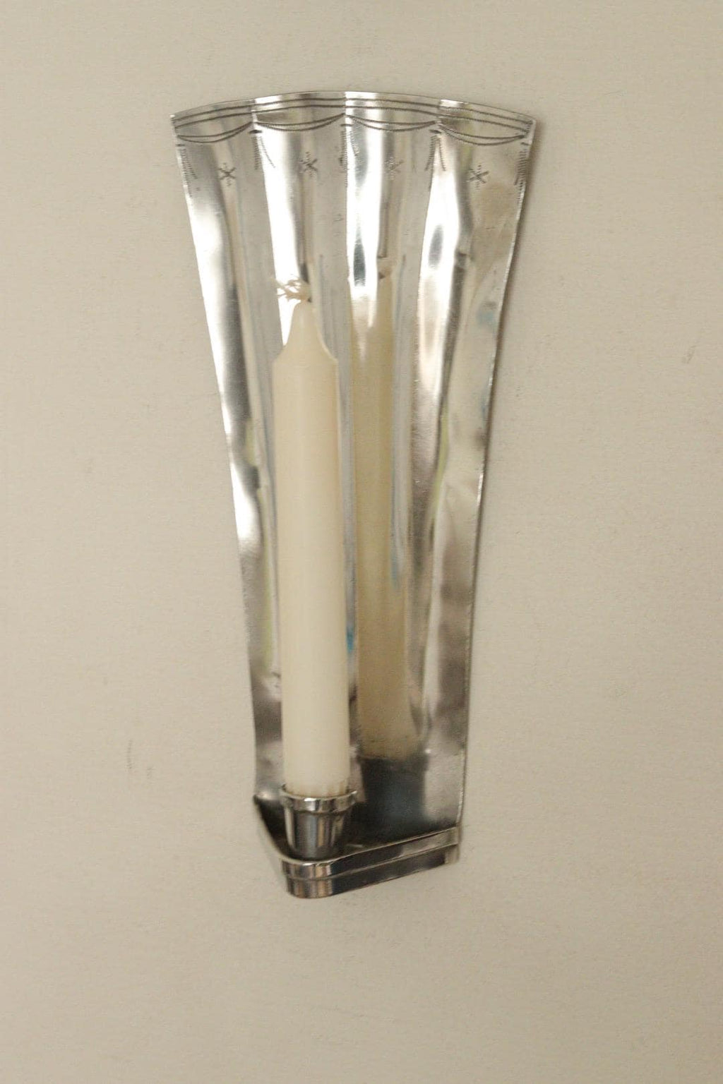 1925, Pair Of Early Century Swedish Pewter Sconces by Tage Fong‑Stedt