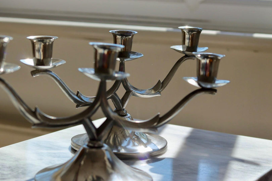 Pair of Vintage Swedish Pewter Candleholders by  Svenskt Tenn