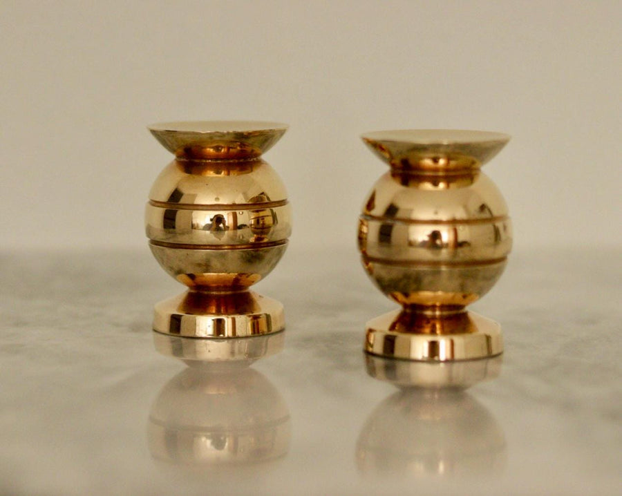 Pair of Mid-Century Swedish Brass Candle Holders