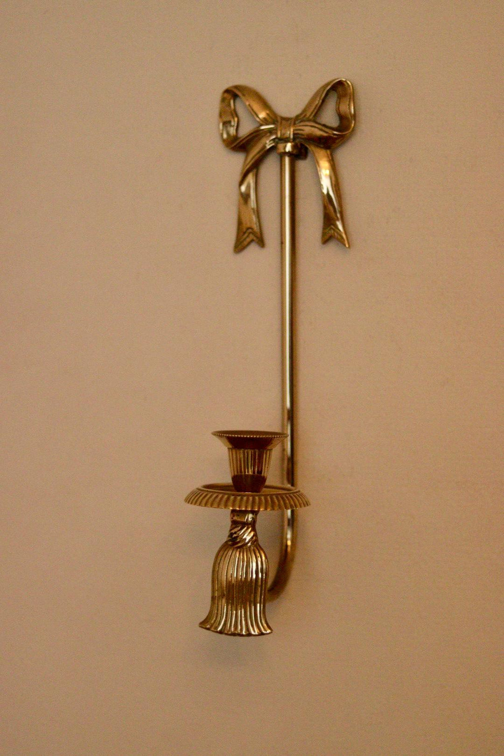 Large Vintage Brass Bow Sconce