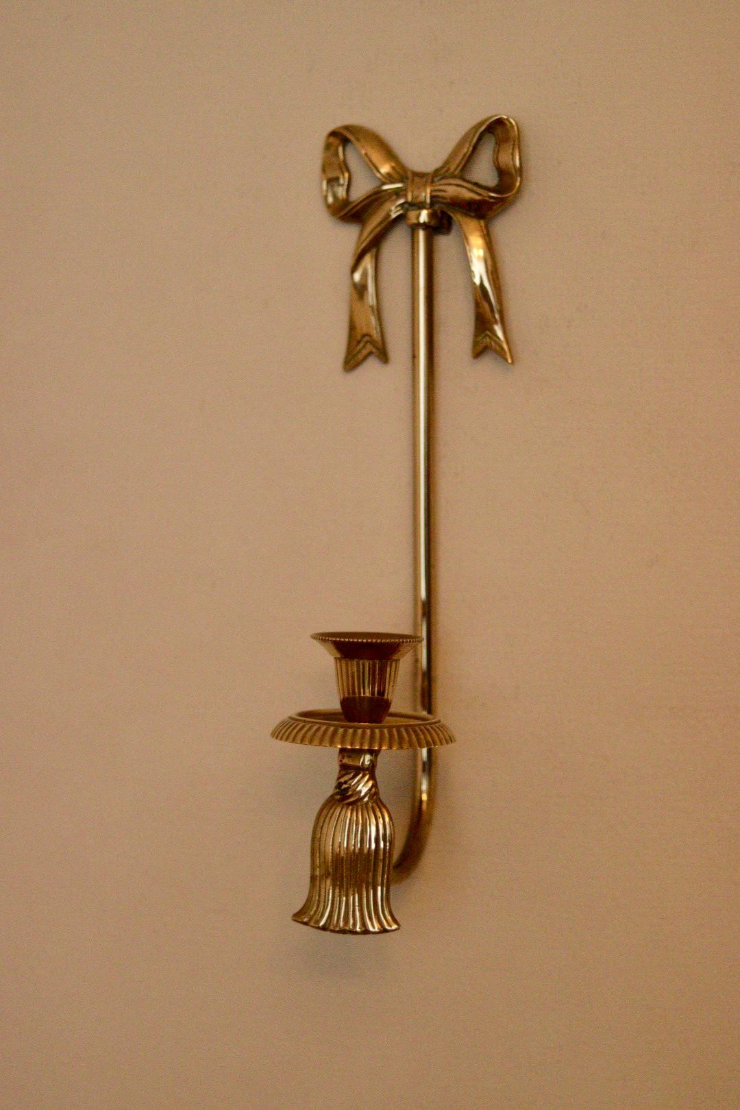 Large Vintage Brass Bow Sconce