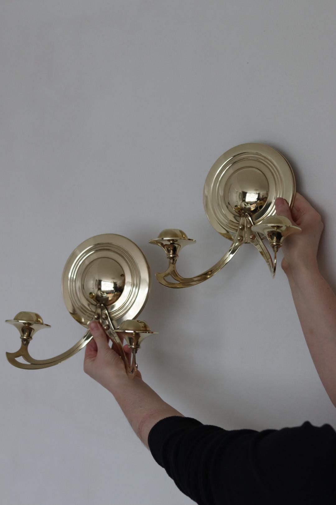 Pair Of Mid Century Swedish Brass Sconces