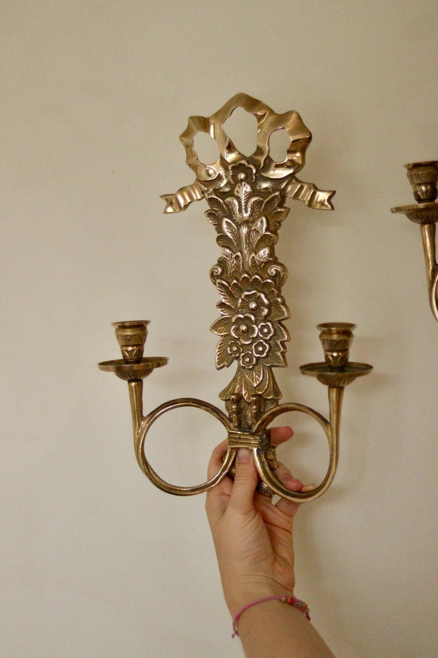 Pair Of Mid Century Italian Brass Bow Sconces