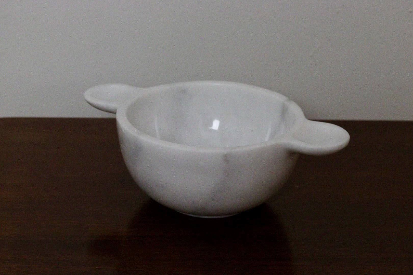 Gabriella – White Natural Marble Bowl with handles  | L 32cm W 20cm H 10cm
