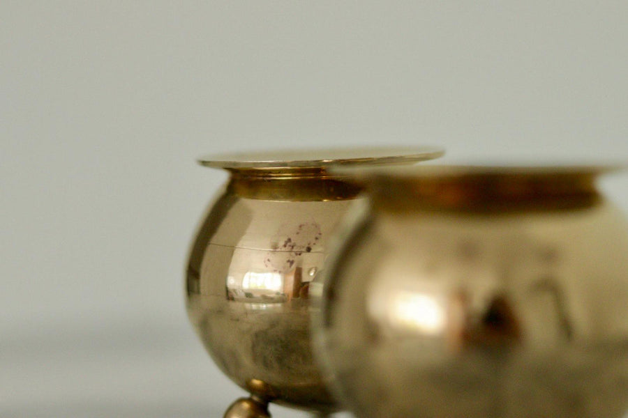 Pair of Mid-Century Swedish Brass Candle Holders