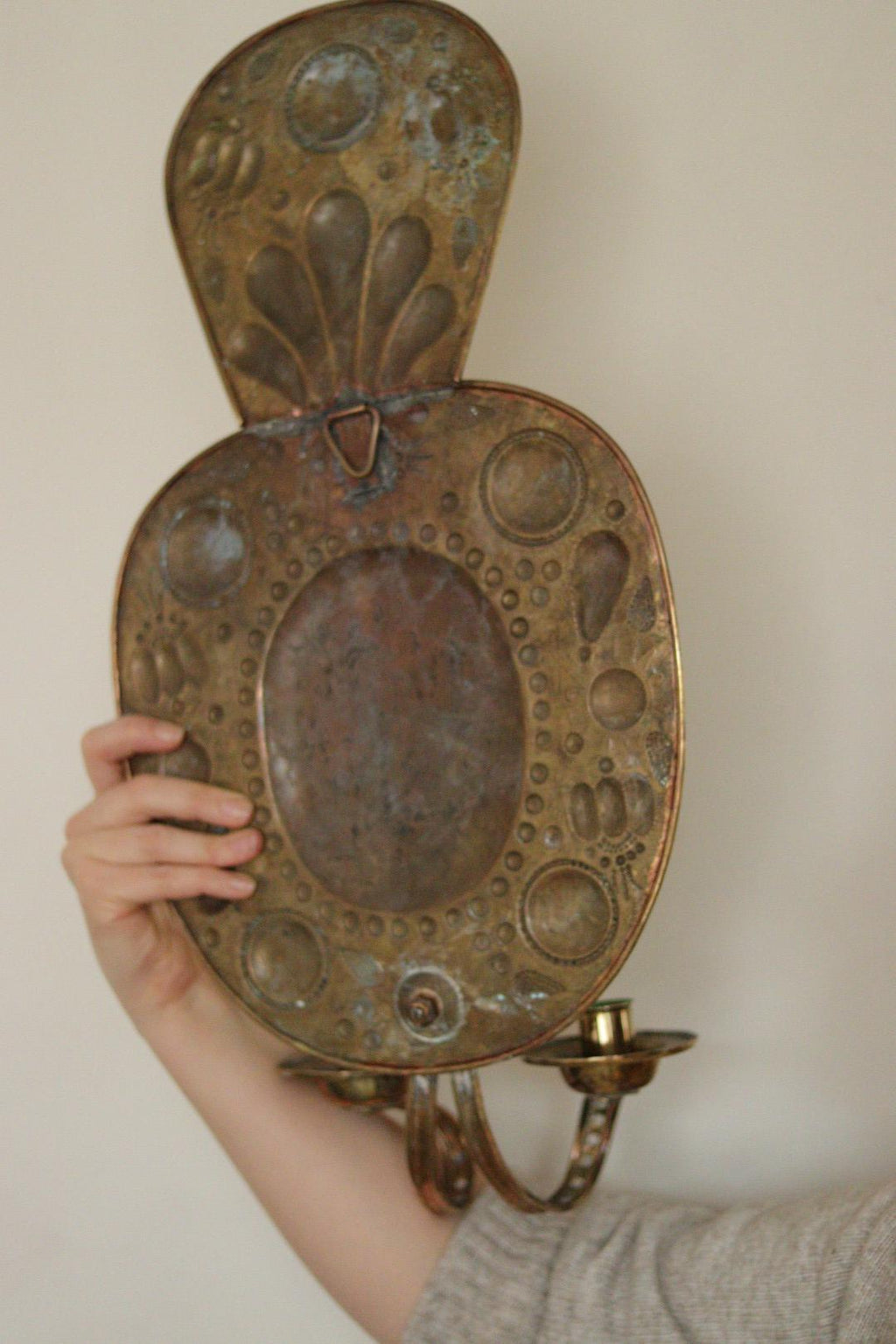 Pair of Large  Mid Century Swedish  Brass Baroque Sconces with double arm Design