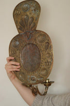 Pair of Large  Mid Century Swedish  Brass Baroque Sconces with double arm Design