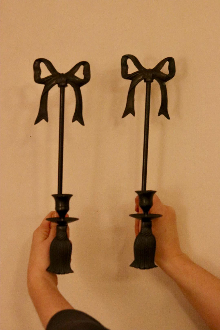 Vintage Pair of Ribbon Bow Sconces