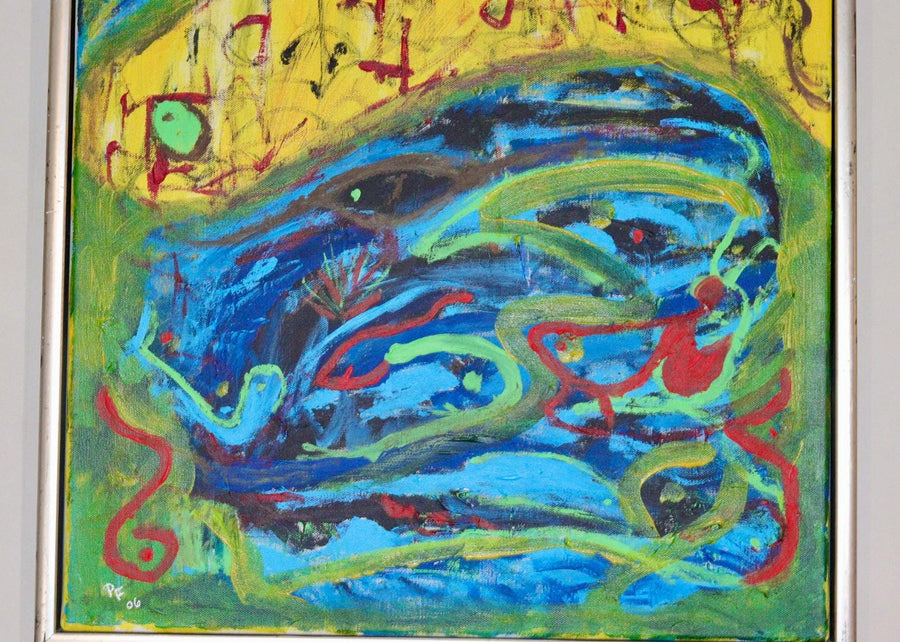 Original Swedish Mid-Century Oil On Panel Painting " Abstract "