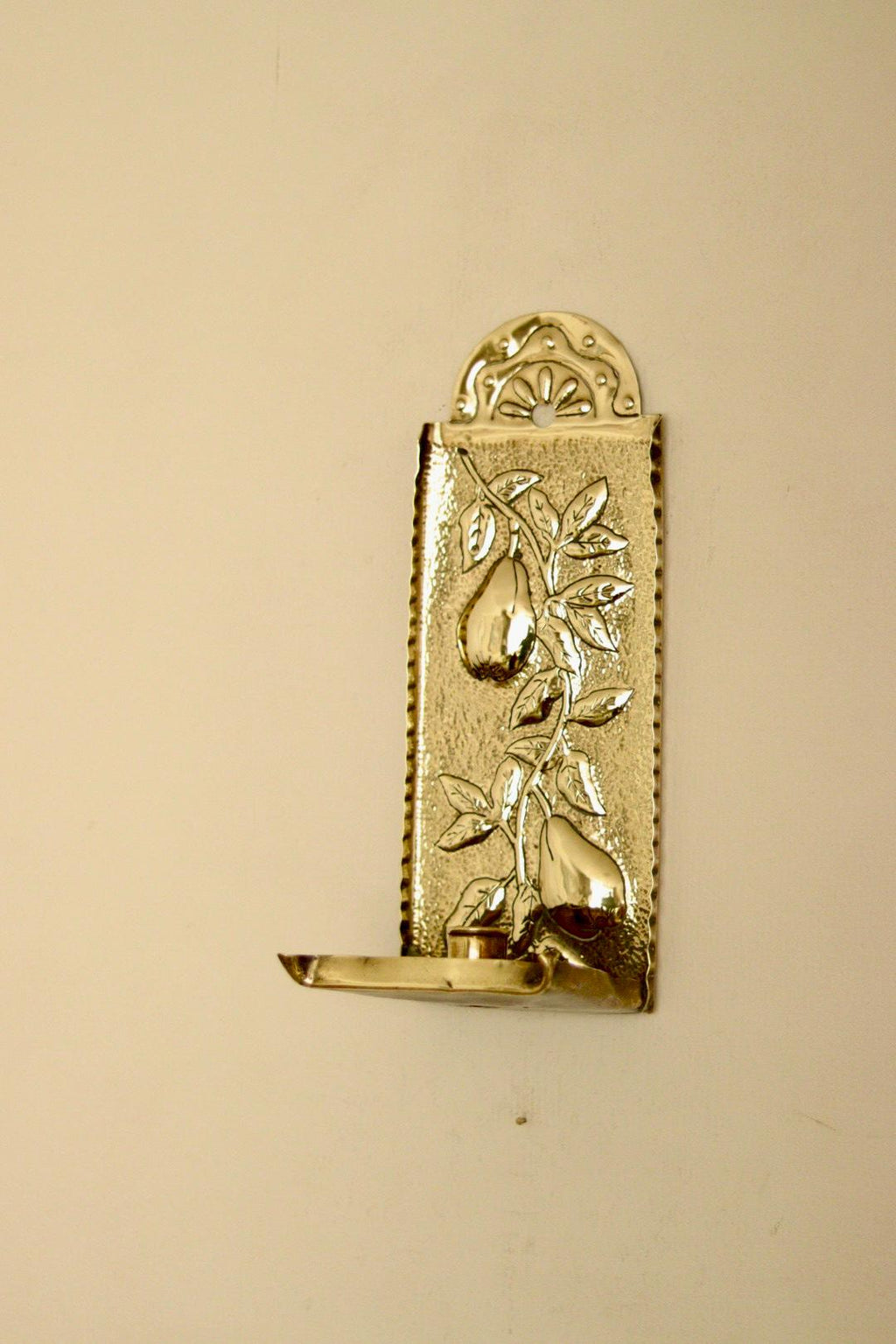 Vintage European Brass Sconce in Pear Motif