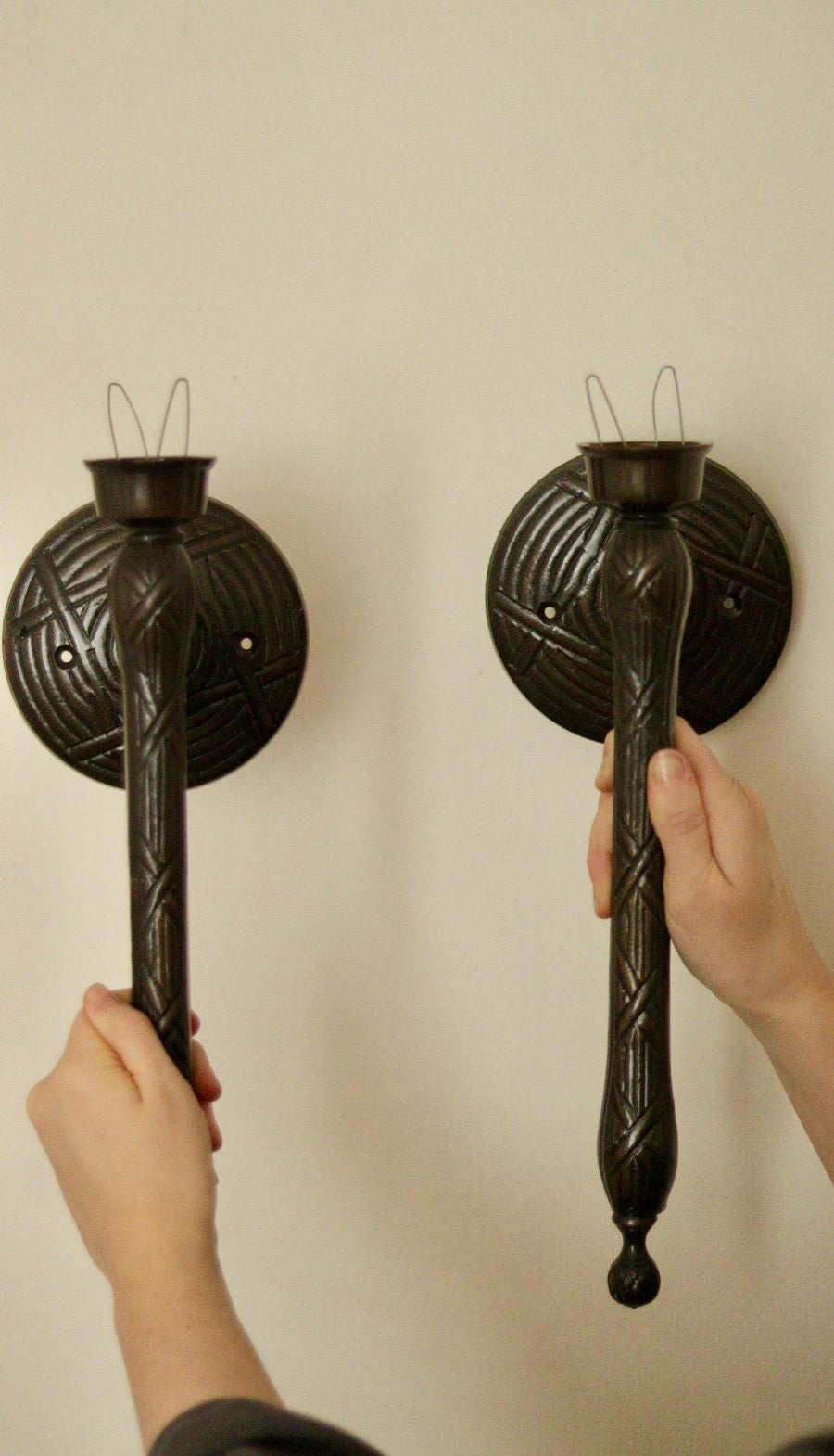 Vintage Pair of Sconces with Black Coating