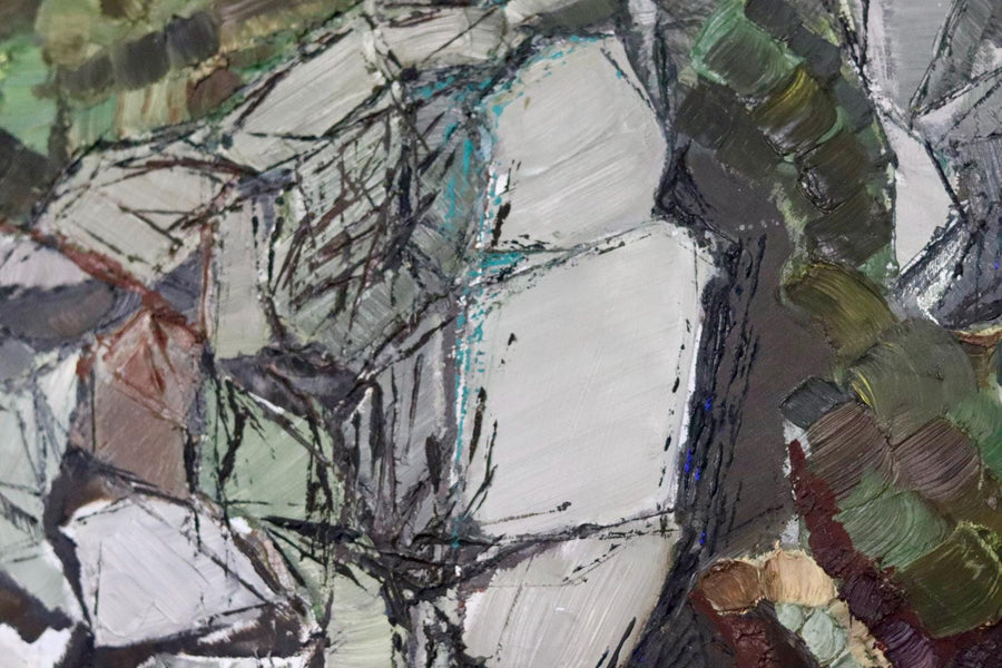 Swedish Oil On Canvas Painting "Composition in Green"