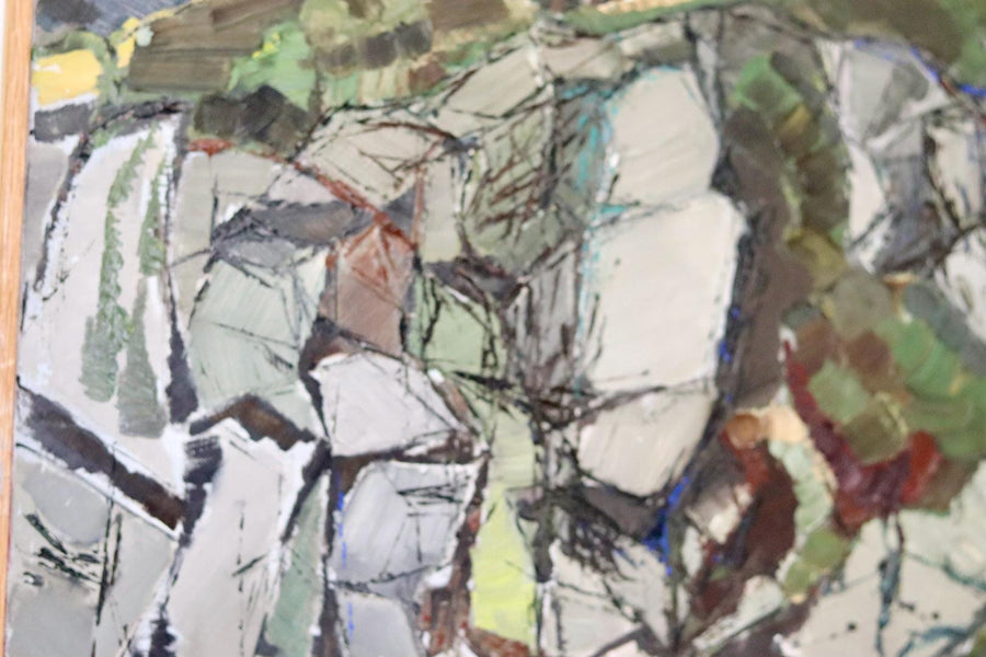 Swedish Oil On Canvas Painting "Composition in Green"