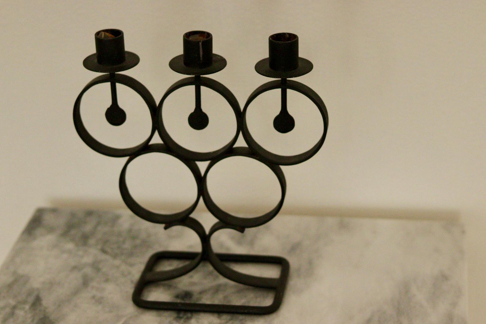 Vintage Metal Candelabra with Black Coating