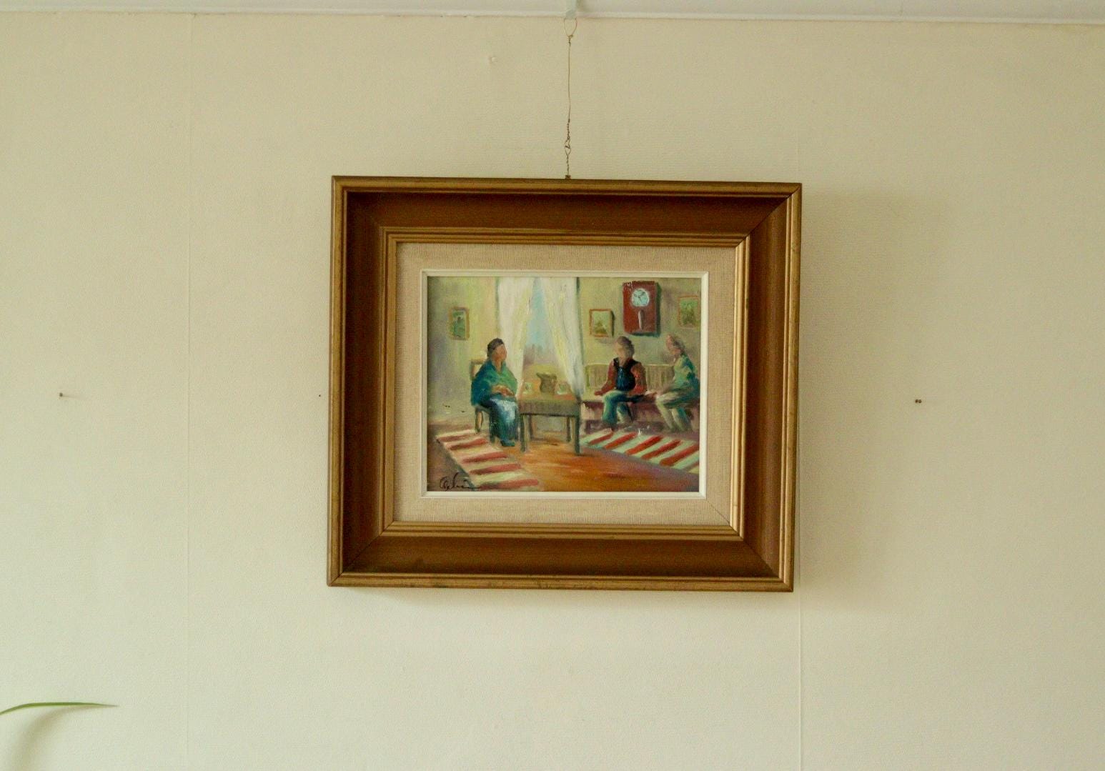 “Interior with Three People” by E. Wallin