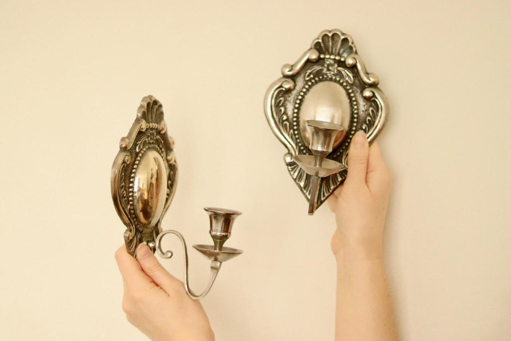 Pair of Mid Century Swedish Pewter Sconces