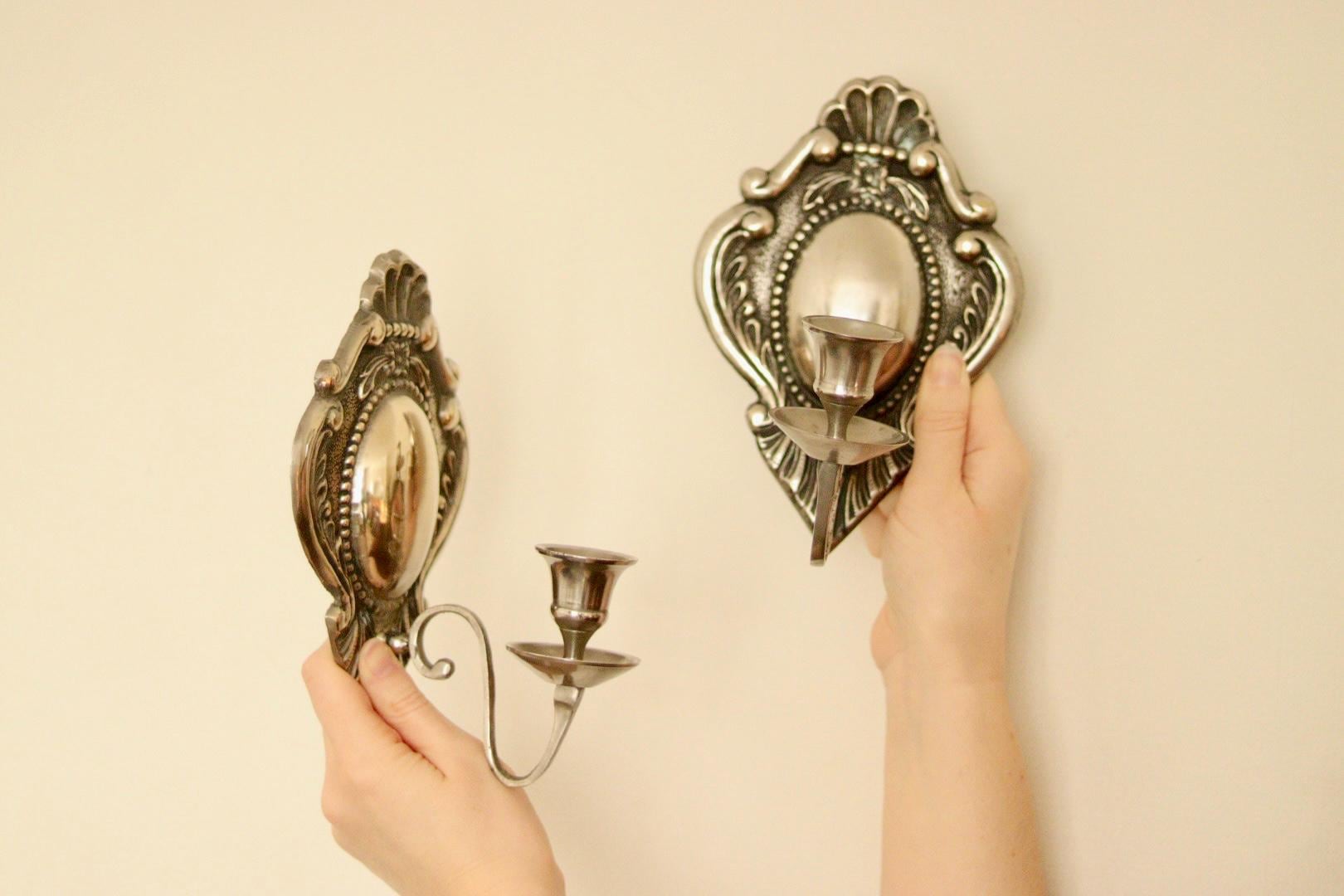 Pair of Mid Century Swedish Pewter Sconces