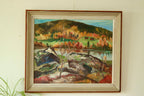 Original Mid-Century Swedish Oil on Canvas Painting "Autumn Day Järvsö"