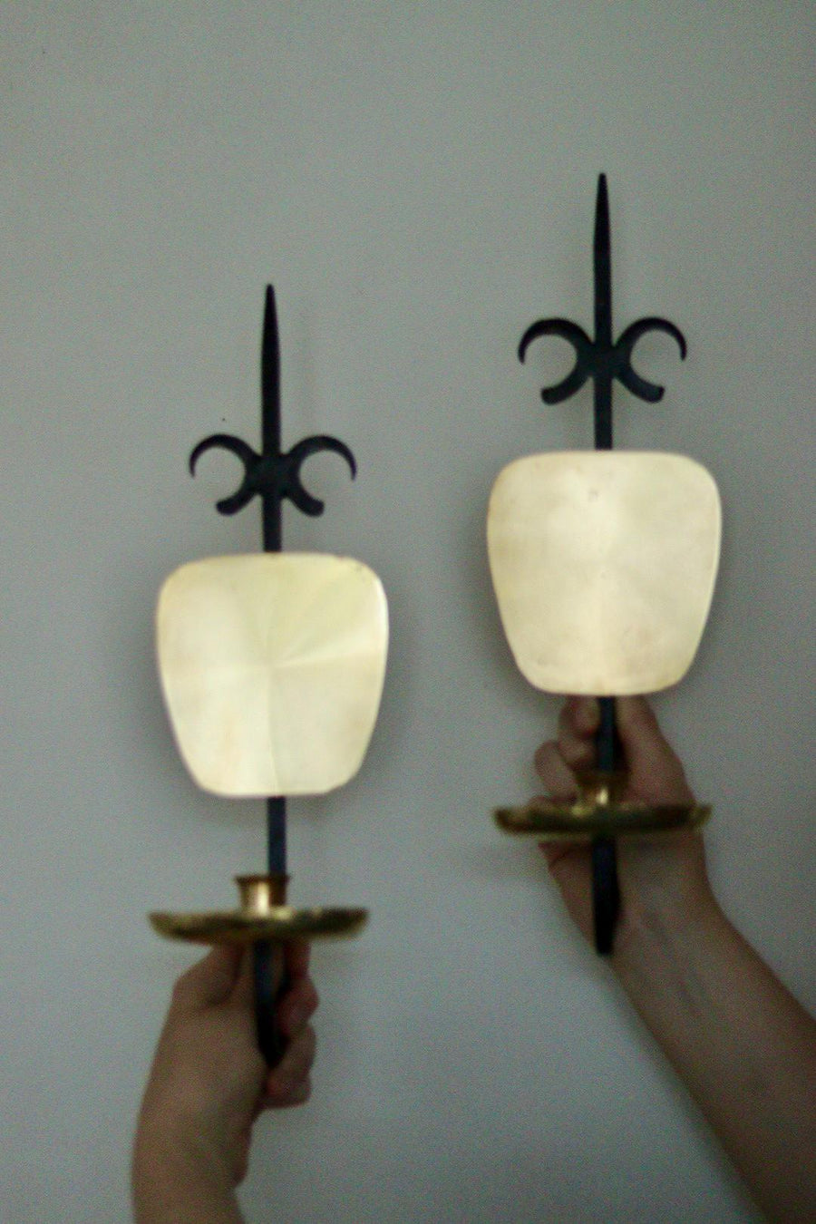 Pair of Mid Century Swedish Metal Sconces