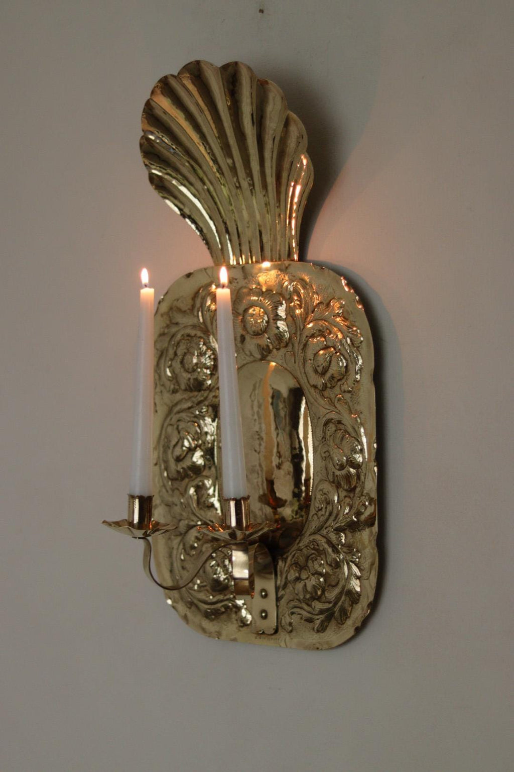 Large Mid-Century Swedish Brass Sconces