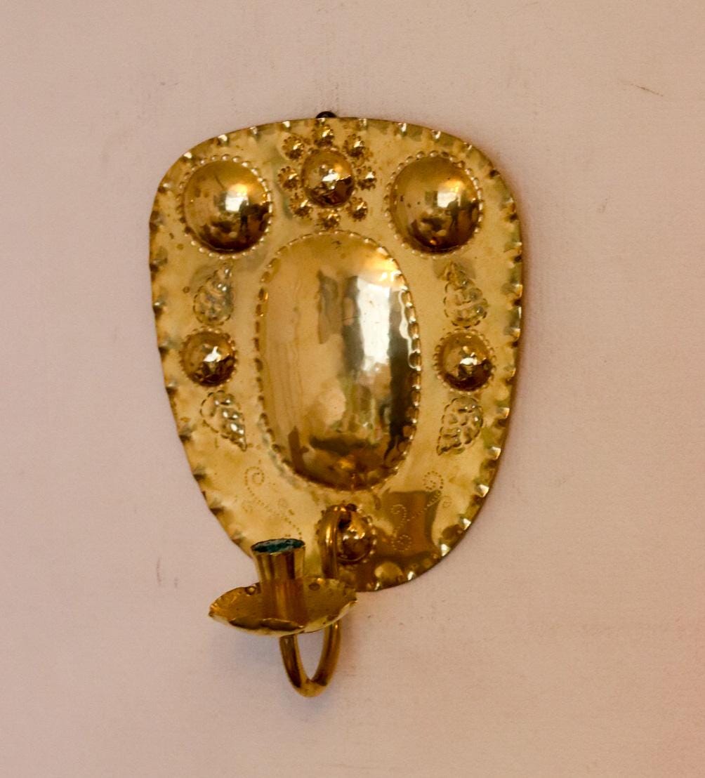 SINGLE Mid Century Swedish Brass Sconce