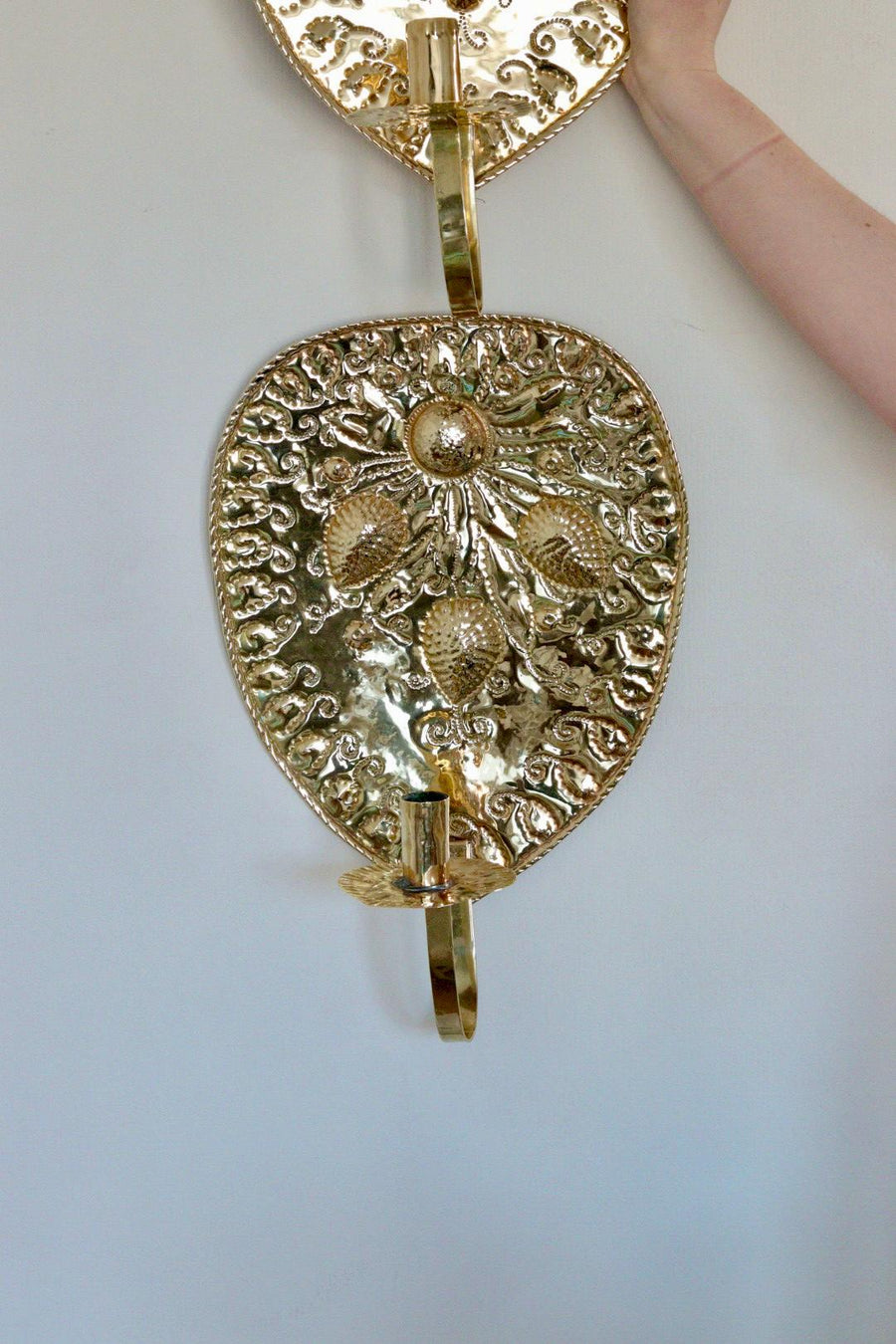 Large Pair Of Mid Century Swedish Brass Sconces