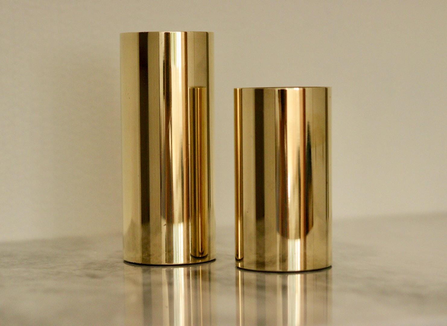 Pair of Mid-Century Norwegian Brass Candle Holders by Colseth