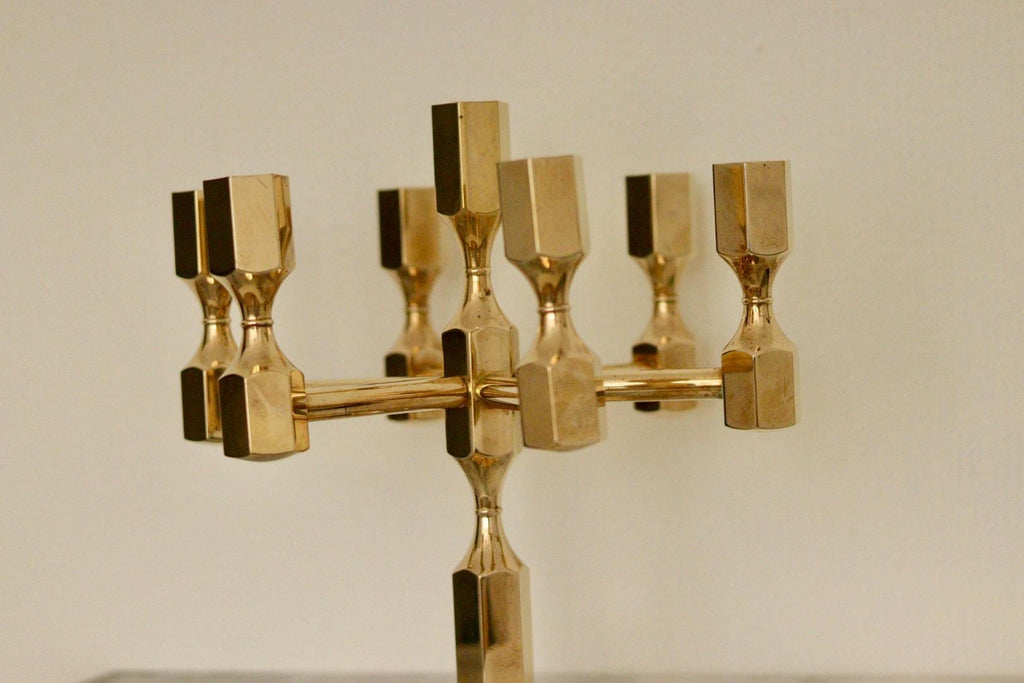 Vintage Seven -Arm Swedish Brass Candelabra by Gusum circa 1978