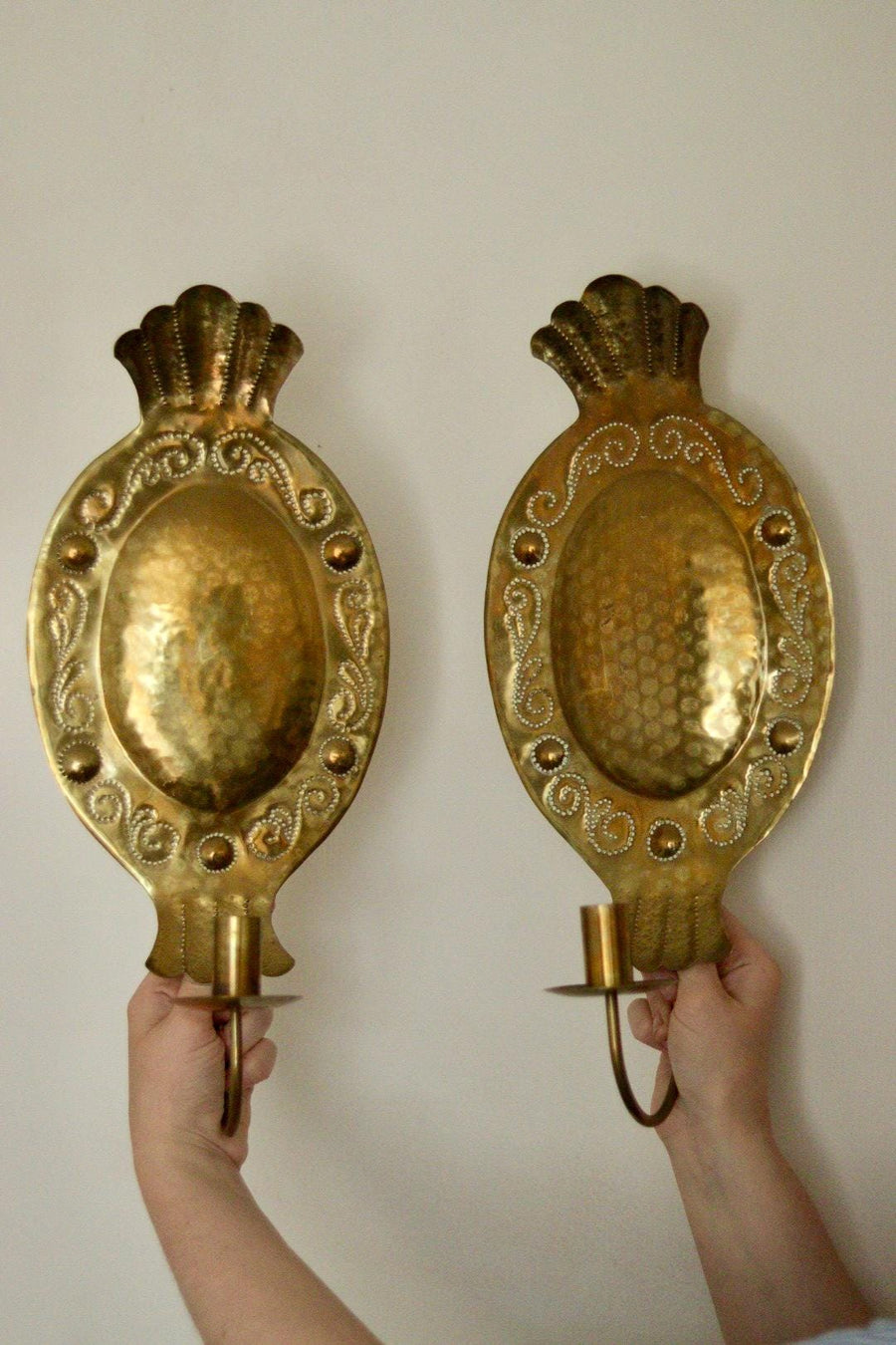Pair of Mid Century Swedish Brass Sconces