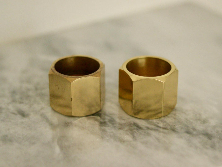 Pair of Mid-Century Swedish Brass Candle Holders by Inga Bjornsson Fakt