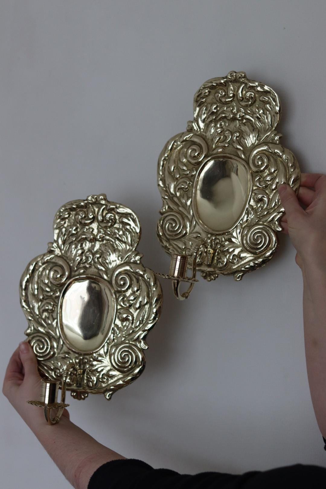 Pair Of Mid Century Swedish Brass Sconces