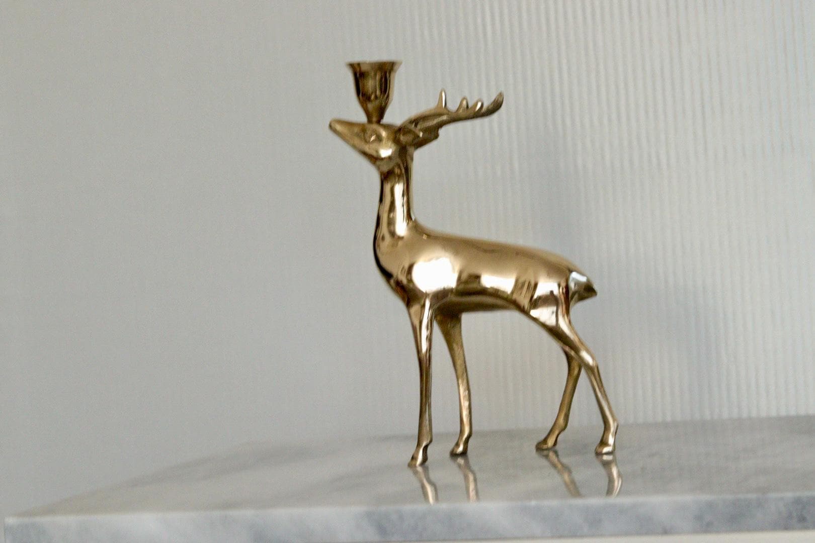 Vintage Brass Stag Candlestick holder