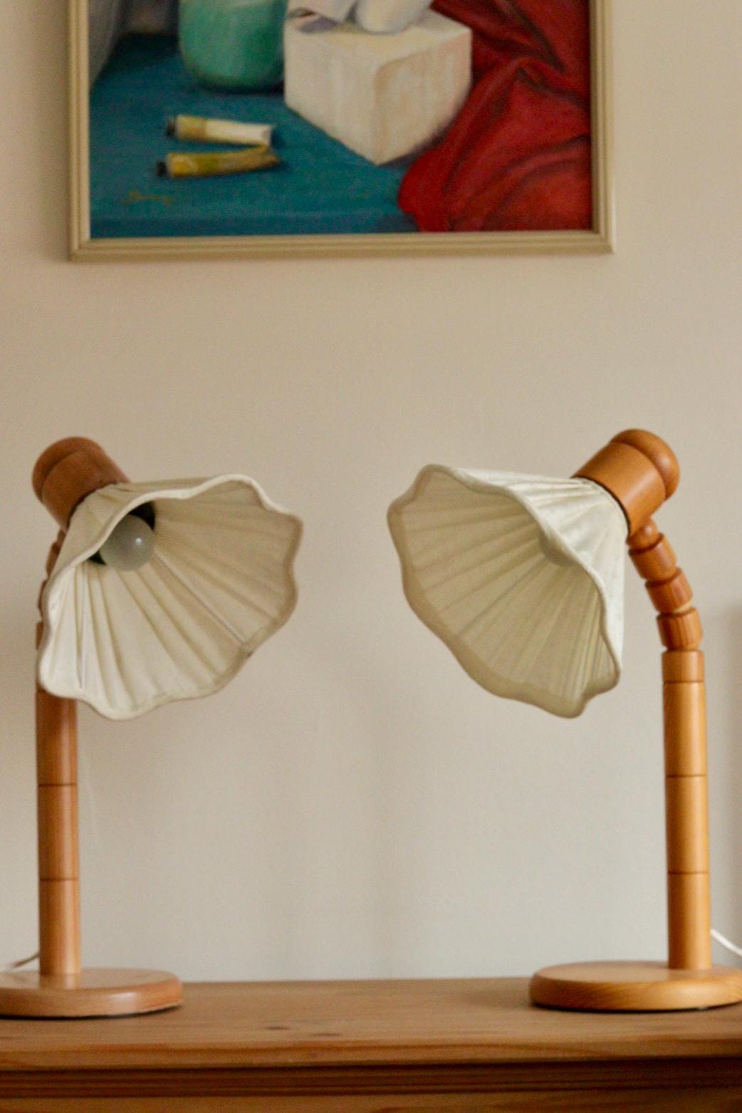 Vintage Pine Table Lamp by Solbackens Svarveri, Sweden, 1970s