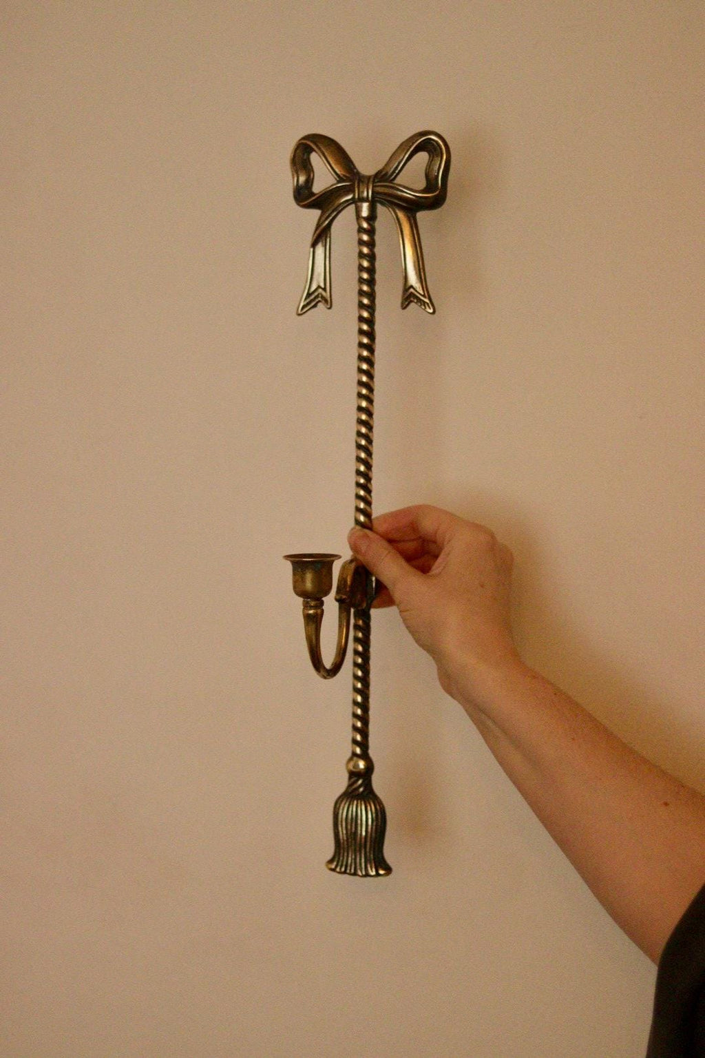 Large Vintage French Brass Bow Sconce